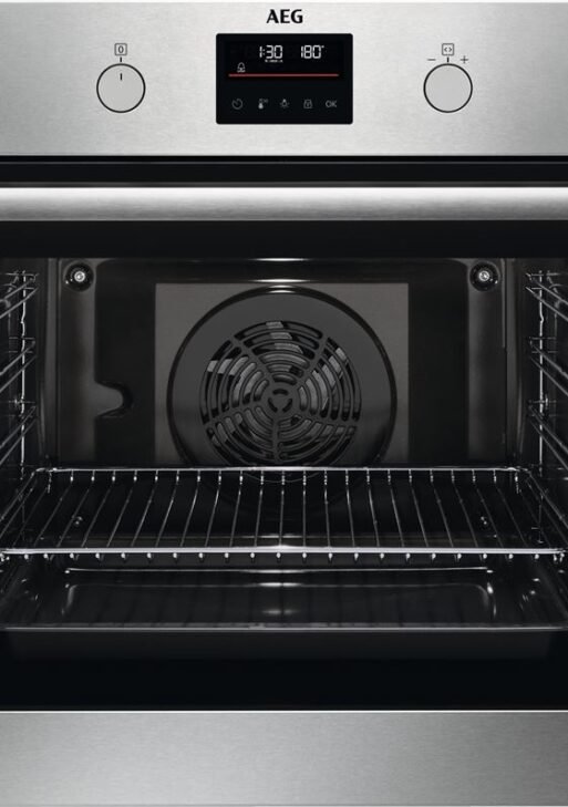 Aeg BPS355061M SteamBake Pyrolytic Single Oven, Stainless fascia, Multifunction oven with rotary controls
