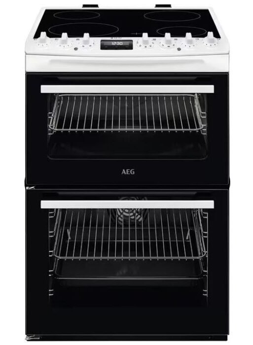 Aeg CCX6740ACW White 60cm Double Oven with Multi-function main oven and conventional top oven