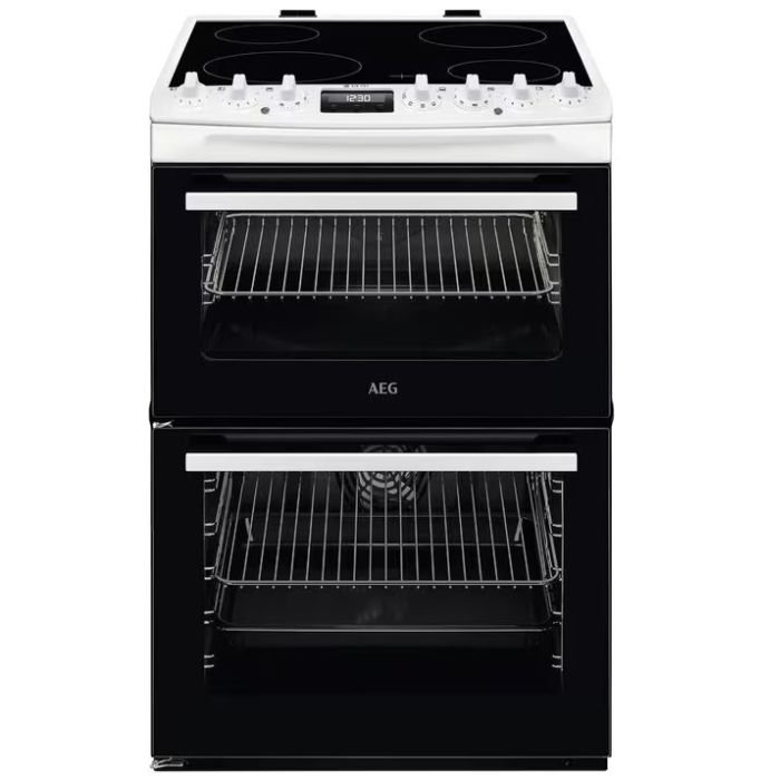 Aeg CCX6740ACW White 60cm Double Oven with Multi-function main oven and conventional top oven