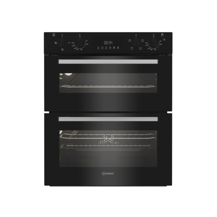 Indesit DUI10DB Black Built Under Electric Fan Double Oven