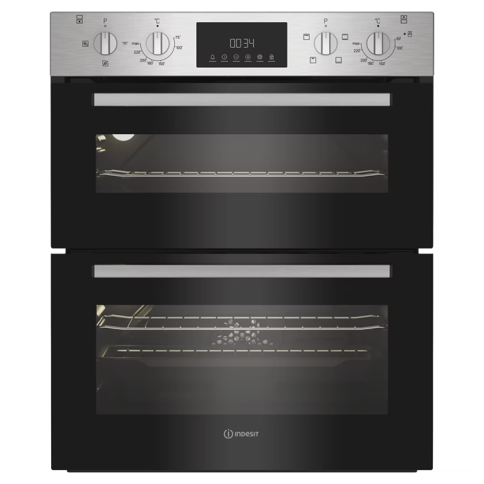 Indesit DUI10DIX Built Under Electric Fan Double Oven - Stainless Steel