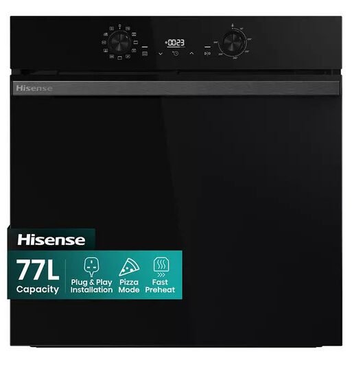 Hisense BI622ABPGUK Built-In Electric Single Steam, Plug & Play Oven – Jet Black