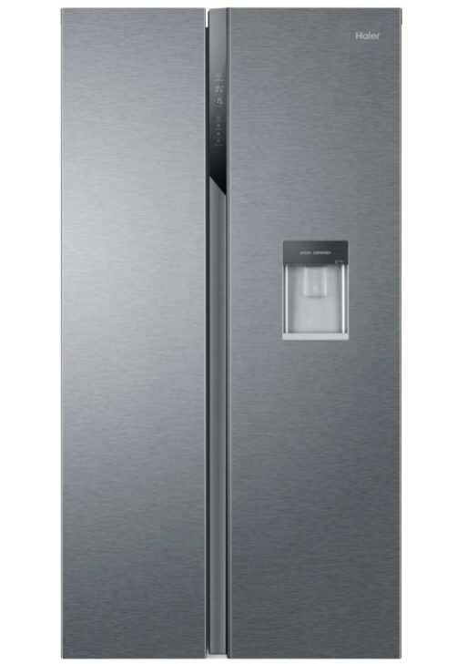 Haier HSR3918EWPG 90 CM, Side By Side American style Fridge Freezer, Water Through Door, Platinum Inox