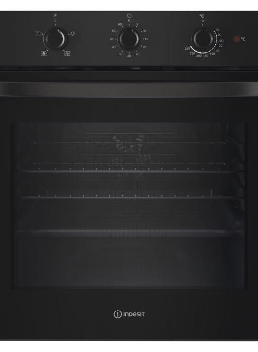 Indesit IO233BUK Single 60cm Fan Oven - Click&Clean - Black
