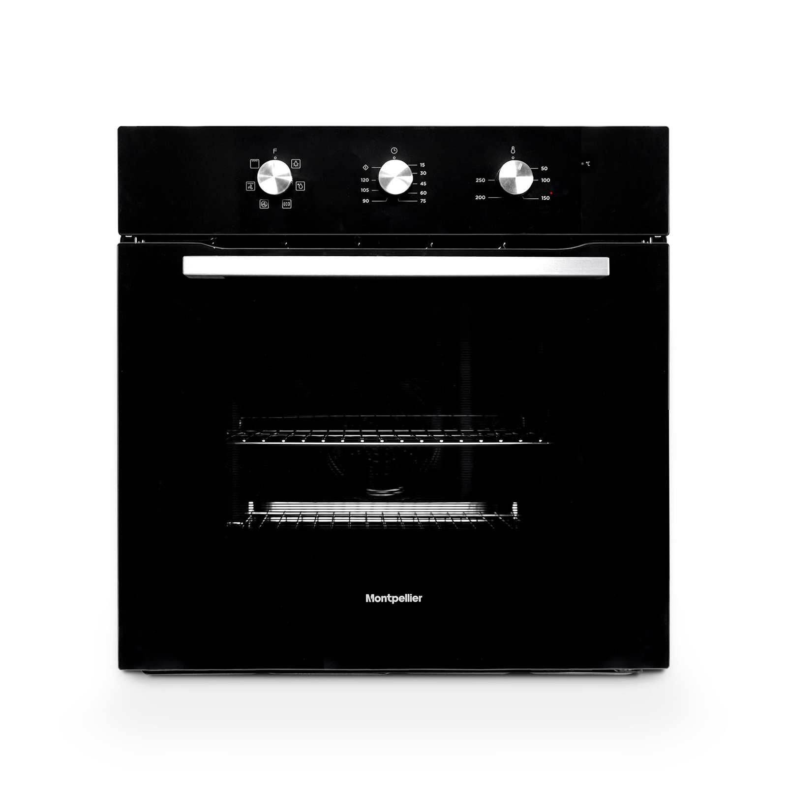 Montpellier MSBFO65B 65ltr Built In Single Oven In Black, 5 Functions - Trufan