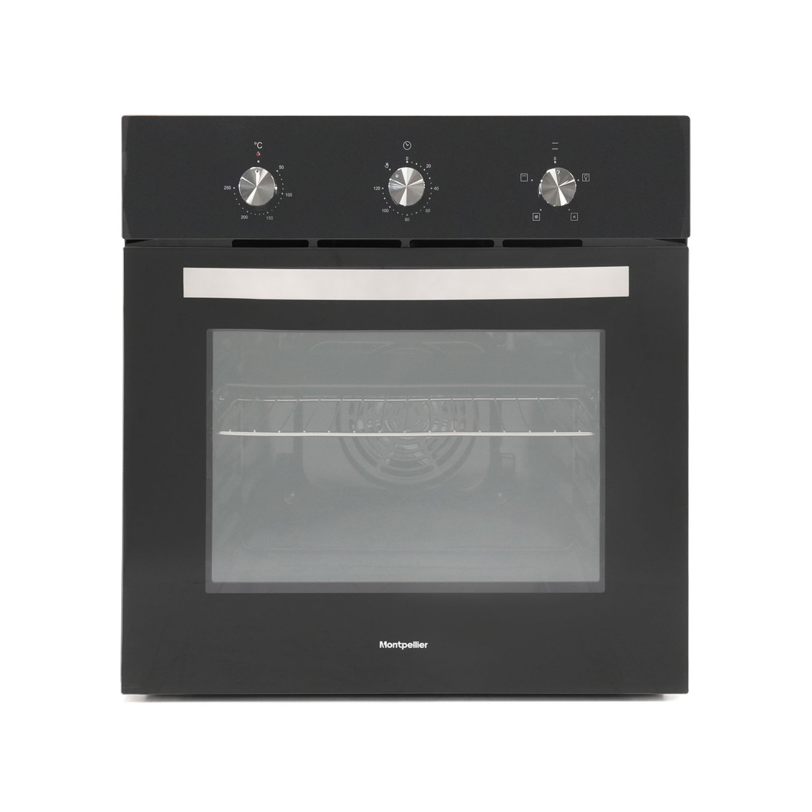 Montpellier MSFO59B 65 Litre Built In Single TruFan√¢‚Äû¬¢ Oven In Black Glass